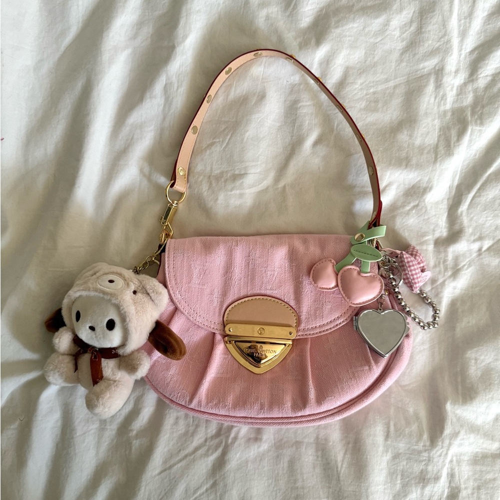 Pink Denim Shoulder Bag